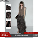 COCOBELLA設計感不規則條紋壓褶半身裙女重工百褶長(cháng)裙HS7042-2 條紋 S