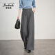 金狐貍灰色設計感闊腿西裝褲女2026新款春夏通勤職業(yè)西褲休閑直筒褲長(cháng)褲 灰色 L (28)