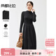 尚都比拉春夏款氣質(zhì)顯瘦半高領(lǐng)針織連衣裙女中長(cháng)款打底裙 優(yōu)雅黑 M