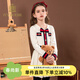 IVY HOUSE常春藤兒童裝女童春秋撞色純棉小香風(fēng)學(xué)院風(fēng)校園英倫公主裙連衣裙 米白 100cm(110/52)