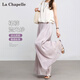 拉夏貝爾冰絲闊腿裙褲女夏季2026薄款高級感垂感休閑直筒山本褲子 紫色 S