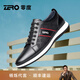 零度男鞋運動(dòng)鞋男休閑皮鞋韓版百搭潮流軟面皮戶(hù)外跑步鞋板鞋子男 偏大一碼-黑色 44