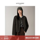 玖姿·安娜蔻千金瑪德琳單排扣圓領(lǐng)羊毛短大衣雙面呢25冬季新款 黑灰 S