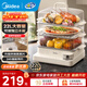 美的（Midea）電蒸鍋蒸煮一體自動(dòng)斷電 蒸鍋透明可視 家用早餐蒸汽鍋 蒸包子饅頭不銹鋼蒸架電鍋多功能鍋 22L 【三層不銹鋼蒸架】 ZGC322301