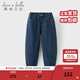 戴維貝拉（DAVE＆BELLA）男童加絨牛仔褲冬季新款中大童休閑褲洋氣兒童長(cháng)褲小男孩褲子 牛仔藍【現貨】 150 cm（建議身高140-150cm）