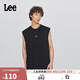 Lee25新品舒適版圓領(lǐng)貼布Logo設計男無(wú)袖T恤休閑潮流