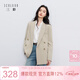 三彩2026春季新款休閑西裝外套雙排扣正肩小西服中長(cháng)寬松氣質(zhì)Z