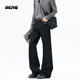 OEMG 美式復古馬蹄扣鎖扣裝飾牛仔褲男士春秋季cleanfit高級感長(cháng)褲子 黑色 【高品質(zhì)】 XL [建議110-130斤]
