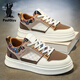 PAULQIYU保羅男鞋2026新款春季男士透氣板鞋輕尚百搭運動(dòng)鞋上班平底鞋子男 卡其 41