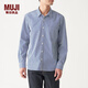 MUJI MUJI 男式 新疆棉 水洗平紋 條紋襯衫 ACB02A0S 深海軍藍 XL
