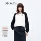 MO&Co.衛衣美式復古黑白撞色插肩袖字母刺繡寬松休閑上衣摩安珂 米白色-第2批 XS 155