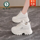 啄木鳥(niǎo)厚底老爹鞋女26年春季新款小個(gè)子增高7cm小白鞋休閑百搭運動(dòng)鞋子 米白色 37 (235mm)