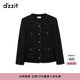 DZZIT地素粗花呢織帶外套春秋小香風(fēng)黑色珠片繡設計 黑色 XS
