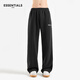 ESSENTIALS HOPE春季美式直筒衛褲男休閑運動(dòng)褲冬季加絨寬松闊腿長(cháng)褲 黑色春秋款 L