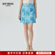 深呼吸DEEP BREATH女裝簡(jiǎn)約印花圖案高腰短裙A字半身裙A200218 藍 S (2)