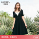 歌莉婭女裝新品連衣裙春裝爆款簡(jiǎn)約洋氣赫本風(fēng)v領(lǐng)高級小黑裙1C3C4G1T0 00B黑色 S