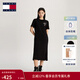 TOMMY JEANS【休閑舒適】春夏女裝純棉簽字印花寬松圓領(lǐng)T恤長(cháng)裙連衣裙 黑色BDS L （推薦：125-140斤）