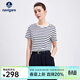 Navigare意大利小帆船短袖T恤女夏季純棉條紋體恤衫時(shí)尚顯瘦圓領(lǐng)百搭汗衫 白底藍紋 M