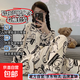春秋冬季純棉睡衣休閑可外穿夏天空調開(kāi)衫家居服女士媽媽套裝長(cháng)袖 黑色熊 L 碼【100-120斤】