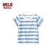 MUJI MUJI 新生兒 天竺編織 條紋短袖T恤 兒童童裝  CCU32A2S 天藍色條紋 70cm