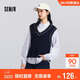 森馬（Semir）[商場(chǎng)同款]長(cháng)袖襯衫女襯衣V領(lǐng)背心2025春寬松兩件套101125105011