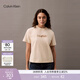 Calvin KleinJeans25夏季女士休閑通勤ck花朵字母貼布繡純棉針織短袖上衣T恤