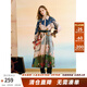兩三事優(yōu)雅著(zhù)陸 2025秋季新款時(shí)尚印花系帶風(fēng)衣式連衣裙長(cháng)裙 藍花色 M