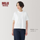 MUJI女式 天竺編織圓領(lǐng)短袖T恤上衣打底衫女款內搭多巴胺女裝 白色BB2P5A4A L (165/88A)