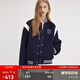 fano studios范洛Fano 棒球服外套女冬季復古學(xué)院風(fēng)刺繡減齡毛呢料設計感上衣 深藏青 M