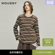 moussy 春季新品美式復古條紋撞色圓領(lǐng)長(cháng)袖T恤028IAA80-1015 065花紋棕色 均碼