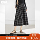 對白（DUIBAI）黑白格紋半身裙女2026春季新款松緊腰通勤顯瘦中長(cháng)款A字傘裙 黑白格 XL