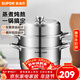 蘇泊爾（SUPOR）蒸鍋304不銹鋼三層復底多用蒸魚(yú)家用蒸籠電磁爐燃氣通用 歐式蒸鍋 3層 26cm