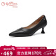 金利來(lái)（Goldlion）女鞋正裝尖頭細跟高跟鞋羊皮職業(yè)通勤淺口單鞋G661410193黑色38