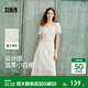 森馬（Semir）連衣裙女設計感重工繡花氣質(zhì)夏2025新款花邊翻領(lǐng)泡泡袖小白裙 米白10312 M