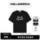 Karl Lagerfeld【100%棉】卡爾拉格斐男裝老佛爺夏季男士T恤潮流撞色短袖上衣潮 黑色 S （46）
