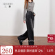 三彩2025冬季新款收腰牛仔褲休閑褲一體絨磨毛寬松闊腿褲長(cháng)褲M(mǎn) 經(jīng)典黑 M 160/68A