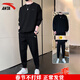 安踏（ANTA）運動(dòng)套裝男裝春季衛衣衛褲子服飾秋裝籃球服健身跑步休閑訓練服裝 logo黑/基礎黑 2XL