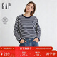 蓋璞（GAP）女裝2026春季新款logo刺繡條紋寬松圓領(lǐng)針織衫休閑上衣859874