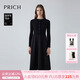 PRICH【綿羊毛】氣質(zhì)通勤拼接連衣裙冬季新款保暖顯瘦長(cháng)裙女 19黑色 M 165