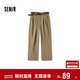 森馬（Semir）休閑褲女長(cháng)褲腰帶ins潮秋季磨毛做舊打褶闊腿褲101524127020B