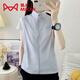 貓人（MiiOW）夏季單馬甲女士男薄款運動(dòng)可外穿馬夾外搭休閑背心上衣坎肩防曬 YR5318淺灰-女 L