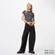優(yōu)衣庫常規款女裝針織廓形長(cháng)褲/彎刀鐮刀褲子483722 482287 483722/09黑色 L