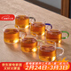雅集茶具品茶杯曉茶杯100ml耐熱玻璃品茗杯家用辦公杯彩把-6個(gè)裝
