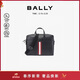 巴利（BALLY）男士牛皮革商務(wù)公文包單肩斜挎包 6308443黑色新年禮物