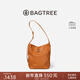 BAGTREE【明星同款】包包樹(shù)水桶包輕奢品牌新款植鞣皮大容量通勤單肩女包 焦糖色-大號 高級小眾生日禮物女