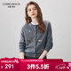 科蒙博卡2025秋冬新款高端刺繡羊毛衫女裝圓領(lǐng)開(kāi)衫外套紅色針織毛衣上衣 碳灰 M