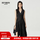 深呼吸DEEP BREATH女裝氣質(zhì)無(wú)袖收腰洋裝V領(lǐng)不規則雪紡連衣裙A500089 黑 S (2)