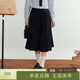紫涵（ZIHAN）紫涵學(xué)院風(fēng)百褶半身裙女秋季小個(gè)子高腰顯瘦中長(cháng)款a字裙 黑藏青 L
