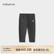 babylove寶寶打底褲秋冬季保暖加絨褲純色百搭褲子寶寶彈力休閑褲 黑灰 90