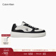 Calvin KleinJeans男士復古ck皮革拼接印花厚底休閑運動(dòng)鞋板鞋 0GM-黑色/白色 42
